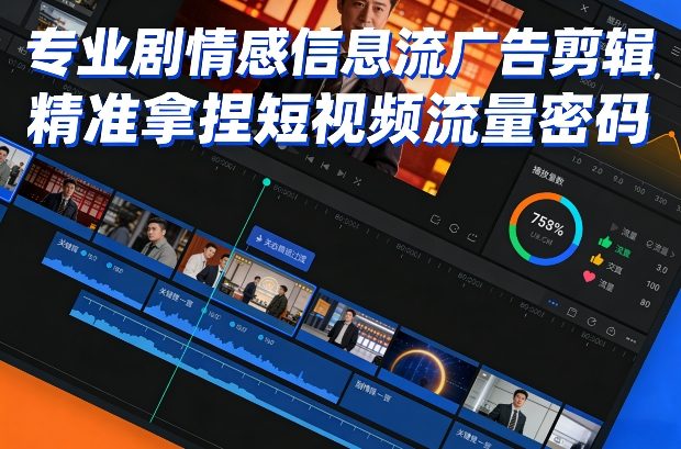专业剧情感信息流广告剪辑，精准拿捏短视频流量密码-靠谱项目库