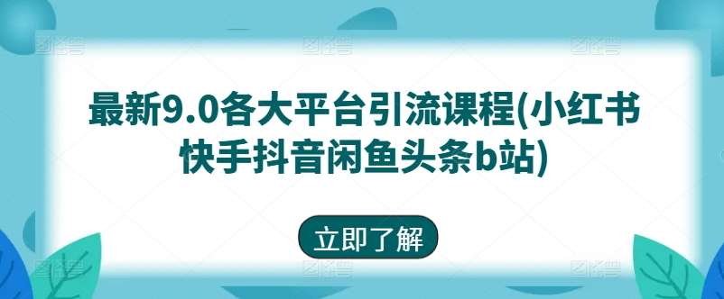 最新9.0各大平台引流课程(小红书快手抖音闲鱼头条b站)-靠谱项目库