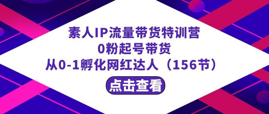 （8776期）繁星·计划素人IP流量带货特训营：0粉起号带货 从0-1孵化网红达人（156节）-靠谱项目库