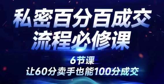 私密百分百成交流程线上训练营，绝对成交，让60分卖手也能100分成交-靠谱项目库