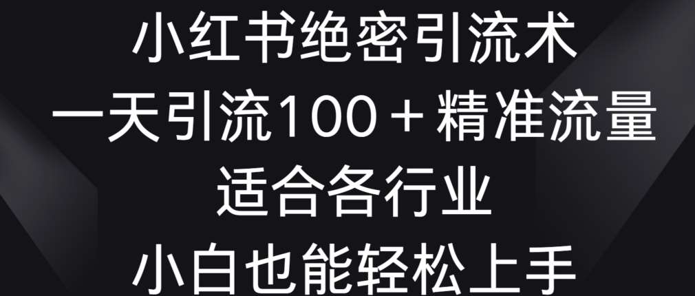 小红书绝密引流术，一天引流100+精准流量，适合各个行业，小白也能轻松上手【揭秘】-靠谱项目库