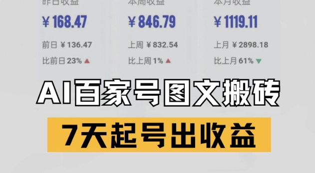 百家号搬砖新玩法，AI一键仿写爆文，7天起号出收益-靠谱项目库