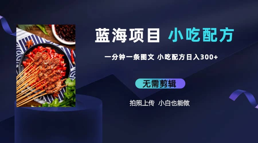 蓝海项目一分钟一条图文作品-日入300+小吃配方项目（附 684G小吃配方）-靠谱项目库