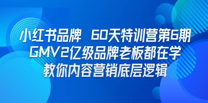 小红书品牌 60天特训营第6期 GMV2亿级品牌老板都在学 教你内容营销底层逻辑-靠谱项目库