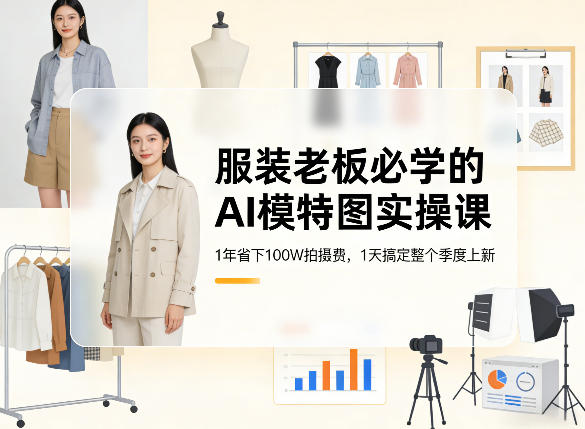 服装老板必学的AI模特图实操课，1年省下100W拍摄费，1天搞定整个季度上新-靠谱项目库