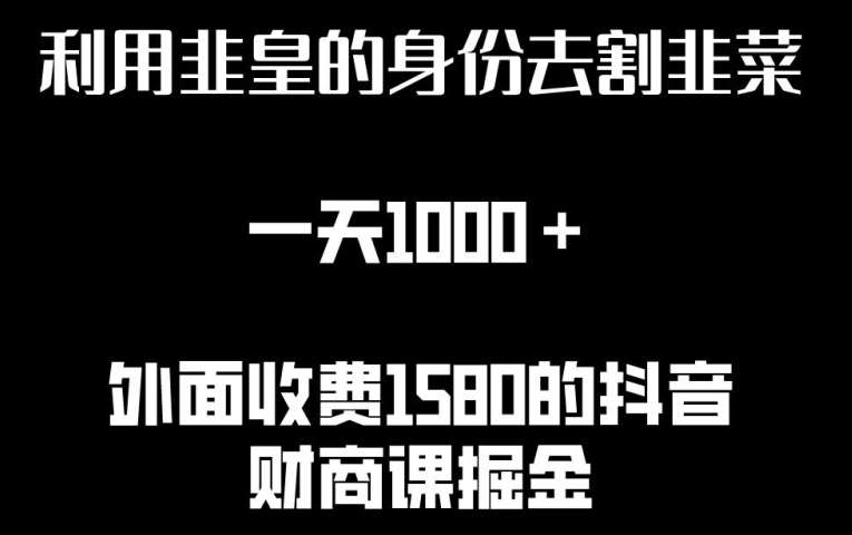 利用非皇的身份去割韭菜，一天1000+(附详细资源)【揭秘】-靠谱项目库