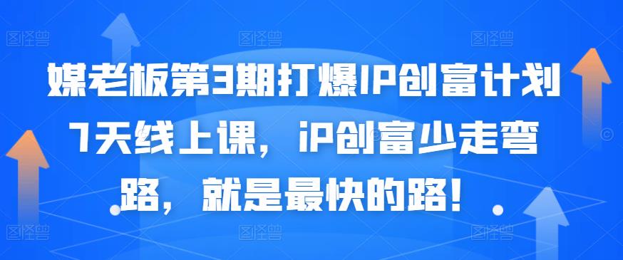 媒老板第3期打爆IP创富计划7天线上课，iP创富少走弯路，就是最快的路！-靠谱项目库