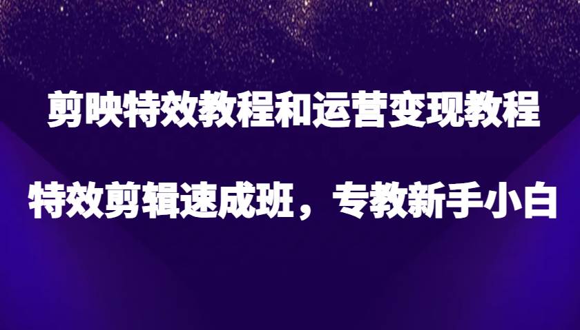 剪映特效教程和运营变现教程，特效剪辑速成班，专教新手小白-靠谱项目库