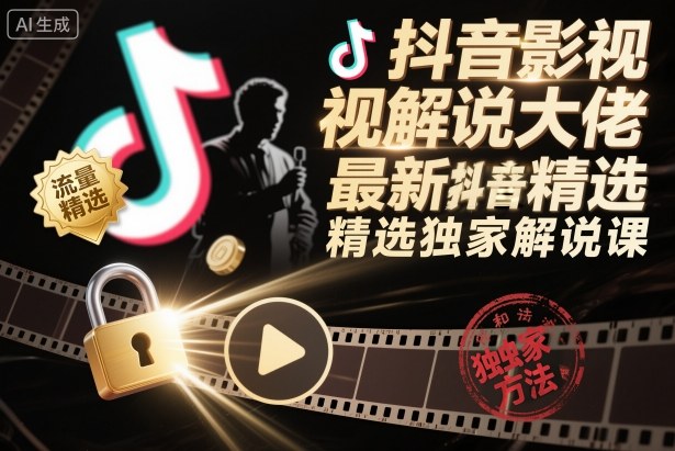 抖音影视解说大佬最新抖音进精选和独家方法，精选独家解说课（更新26年3月）-靠谱项目库