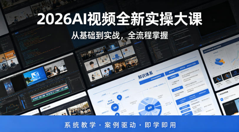 2026AI视频全新实操大课，从基础到实战，全流程掌握，系统教学·案例驱动·即学即用-靠谱项目库