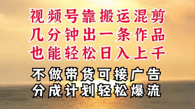 （11087期）深层揭秘视频号项目，是如何靠搬运混剪做到日入过千上万的，带你轻松爆…-靠谱项目库