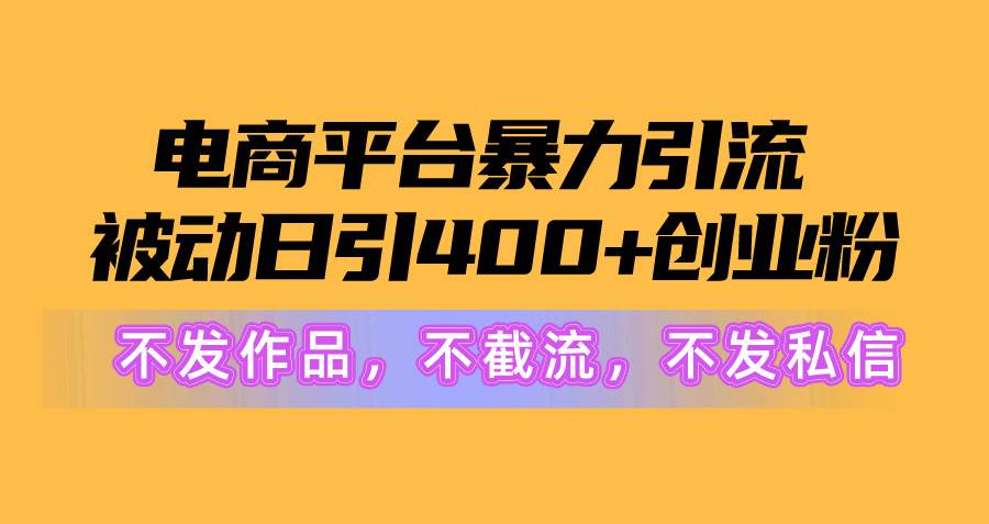 （10168期）电商平台暴力引流,被动日引400+创业粉不发作品，不截流，不发私信-靠谱项目库