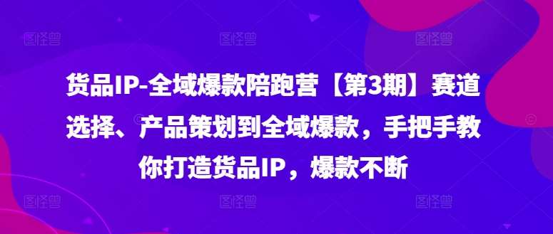货品IP全域爆款陪跑营【第3期】赛道选择、产品策划到全域爆款，手把手教你打造货品IP，爆款不断-靠谱项目库