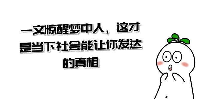 某公众号付费文章《一文 惊醒梦中人，这才是当下社会能让你发达的真相》-靠谱项目库