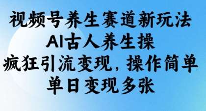 视频号养生赛道新玩法，AI古人养生操，疯狂引流变现，操作简单，单日变现多张-靠谱项目库
