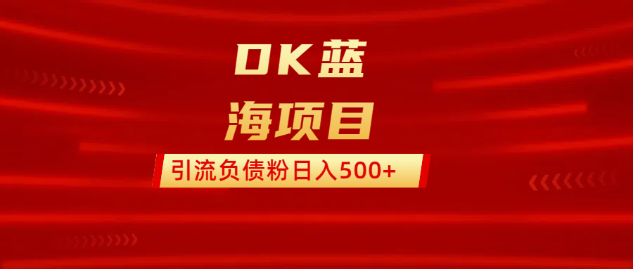 DK蓝海项目  通过，抖音，快手，小红书，引流负债粉日入500+-靠谱项目库