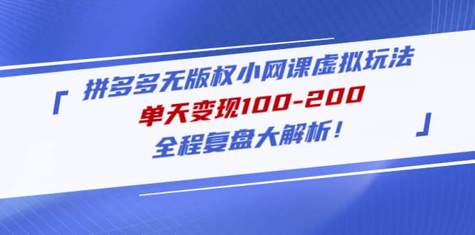 拼多多无版权小网课虚拟玩法，全程复盘大解析-靠谱项目库