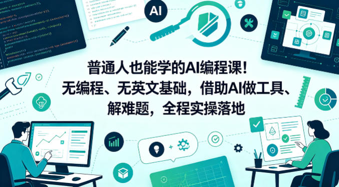 普通人也能学的AI编程课！无编程、无英文基础，借助AI做工具、解难题，全程实操落地-靠谱项目库