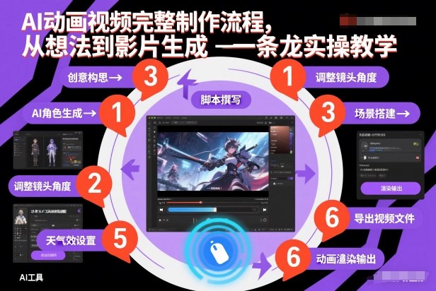 AI动画视频完整制作流程，从想法到影片生成一条龙实操教学-靠谱项目库