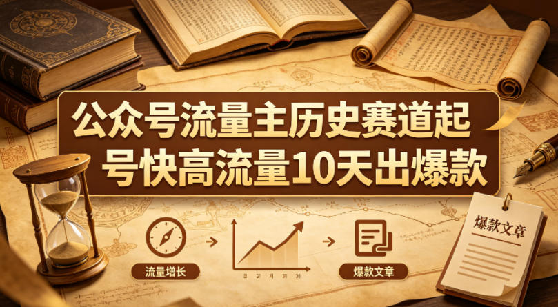 公众号流量主之历史赛道，起号快+高流量，10天就能出爆款！-靠谱项目库