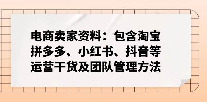 （14354期）电商卖家资料：包含淘宝、拼多多、小红书、抖音等运营干货及团队管理方法-靠谱项目库