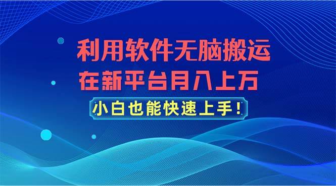 利用软件无脑搬运，在新平台月入上万，小白也能快速上手-靠谱项目库