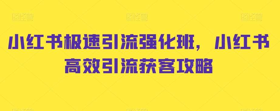 小红书极速引流强化班，小红书高效引流获客攻略-靠谱项目库