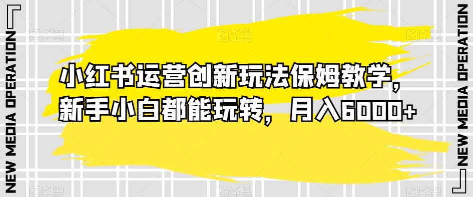 小红书运营创新玩法保姆教学，新手小白都能玩转，月入6000+【揭秘】-靠谱项目库