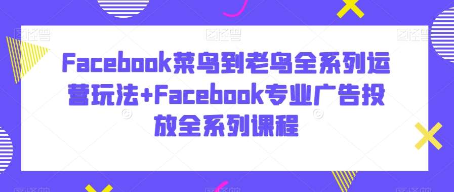 Facebook菜鸟到老鸟全系列运营玩法+Facebook专业广告投放全系列课程-靠谱项目库