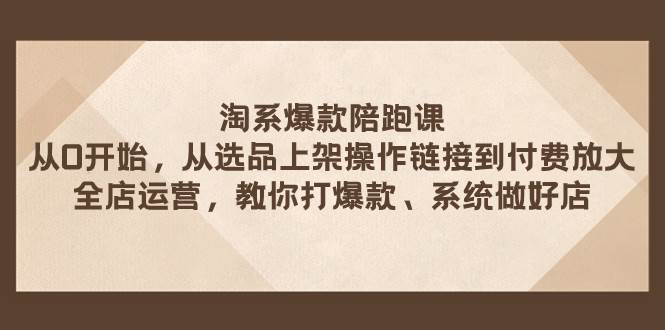 （7725期）淘系爆款陪跑课 从选品上架操作链接到付费放大 全店运营 打爆款 系统做好店-靠谱项目库