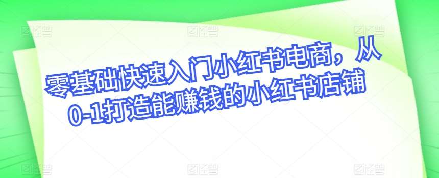 零基础快速入门小红书电商，从0-1打造能赚钱的小红书店铺-靠谱项目库