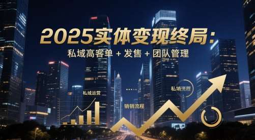 2025实体变现终局：私域高客单+发售+团队管理-靠谱项目库