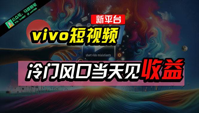 （10390期）全新平台vivo短视频，新风口AI混剪无脑搬运，冷门风口当天见收益，7天...-靠谱项目库