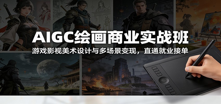 AIGC绘画商业实战班：游戏影视美术设计与多场景变现，直通就业接单-靠谱项目库