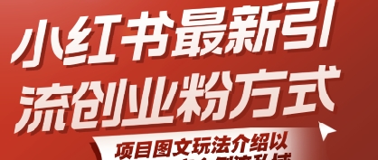 小红书最新引流创业粉方式，项目图文玩法介绍以及如何安全倒流私域-靠谱项目库