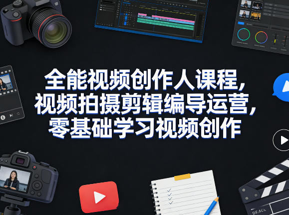 全能视频创作人课程，视频拍摄剪辑编导运营，零基础学习视频创作（更新2026年4月）-靠谱项目库
