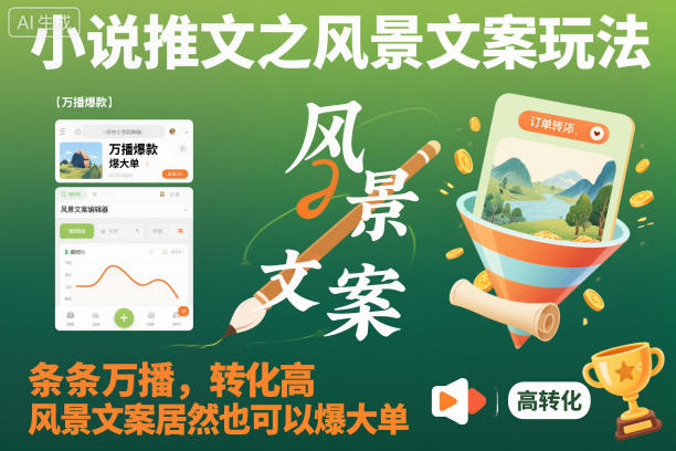 小说推文之风景文案玩法，条条万播，转化高，风景文案居然也可以爆大单！-靠谱项目库