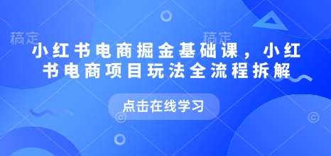 小红书电商掘金课，小红书电商项目玩法全流程拆解-靠谱项目库