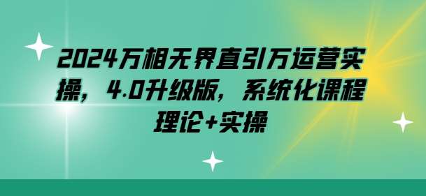 2024万相无界直引万运营实操，4.0升级版，系统化课程 理论+实操-靠谱项目库