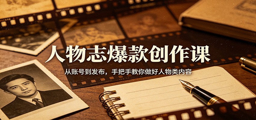 人物志爆款创作课：从账号到发布，手把手教你做好人物类内容-靠谱项目库
