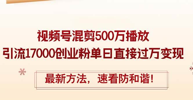 （12391期）精华帖视频号混剪500万播放引流17000创业粉，单日直接过万变现，最新方…-靠谱项目库