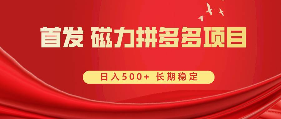 首发 磁力拼多多自撸  日入500+-靠谱项目库