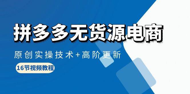（10015期）拼多多无货源电商，原创实操技术+高阶更新（16节视频教程）-靠谱项目库