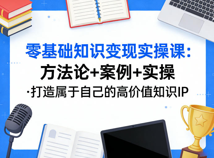 零基础知识变现实操课，方法论+案例+实操，打造属于自己的高价值知识IP-靠谱项目库