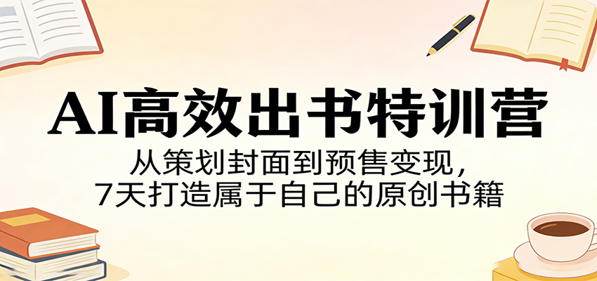 AI高效出书特训营：从策划封面到预售变现，7天打造属于自己的原创书籍-靠谱项目库