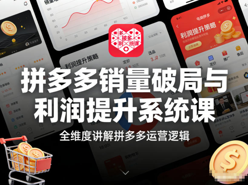 拼多多销量破局与利润提升系统课，全维度讲解拼多多运营逻辑-靠谱项目库