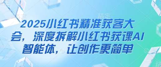 2025小红书精准获客大会，深度拆解小红书获课AI智能体，让创作更简单-靠谱项目库