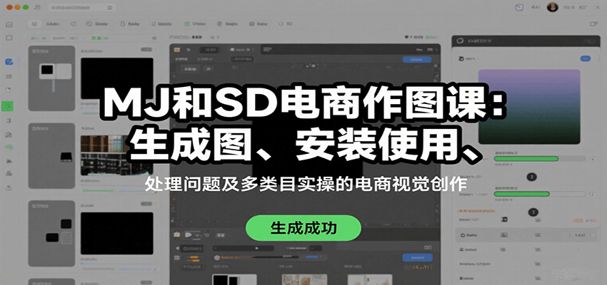 MJ和SD电商作图课：生成图、安装使用、处理问题及多类目实操的电商视觉创作-靠谱项目库