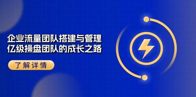 （10837期）企业 流量团队-搭建与管理，亿级 操盘团队的成长之路（28节课）-靠谱项目库