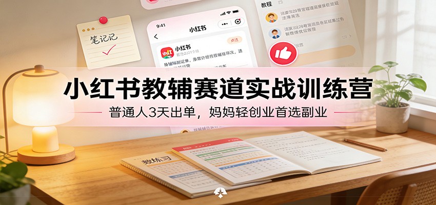小红书教辅赛道实战训练营：普通人3天出单，妈妈轻创业首选副业-靠谱项目库
